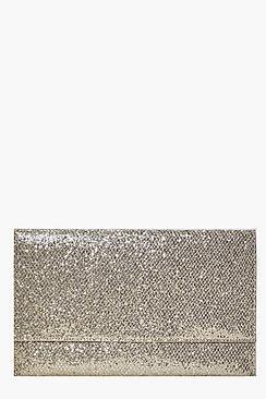 Boohoo Scarlett Fold Over Glitter Clutch