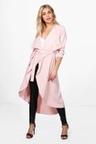 Boohoo Molly Belted Waterfall Duster Nude