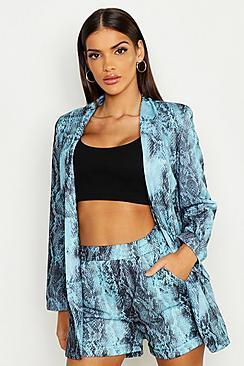 Boohoo Snake Print Tailored Shorts