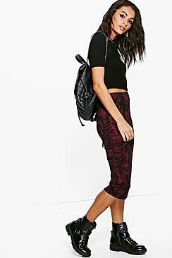 Boohoo Zahrah Marble Effect Mid Skirt