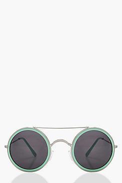 Boohoo Freya Coloured Frame Round Sunglasses
