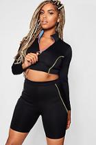 Boohoo Stefflon Don Contrast 1/2 Zipper Sport Crop Top