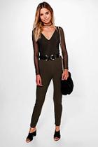 Boohoo Layla Mesh Plunge Body & Skinny Trouser Co-ord
