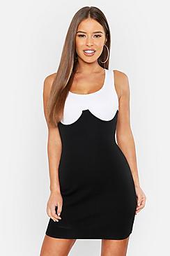 Boohoo Petite Corset Detail Bodycon Dress