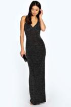 Boohoo Claire Strappy Back Maxi Dress Black