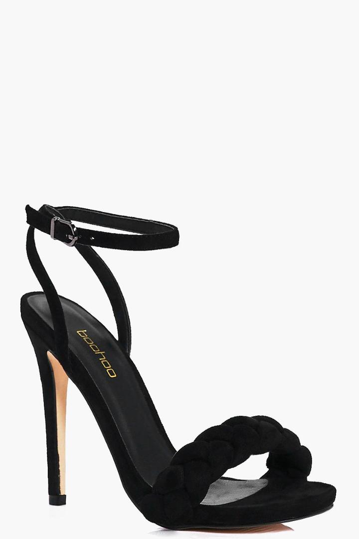 Boohoo Clara Plait Front Two Part Sandal Black