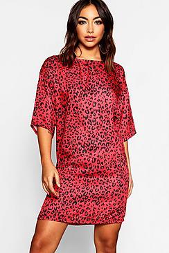 Boohoo Leopard Shift Dress Woven