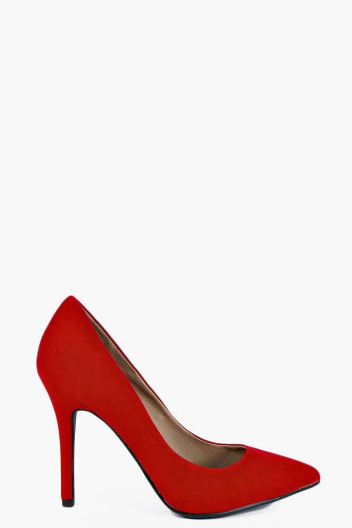 Boohoo Mia Pointed Court Heels Red