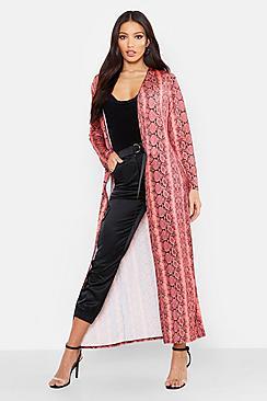 Boohoo Snake Print Long Length Duster