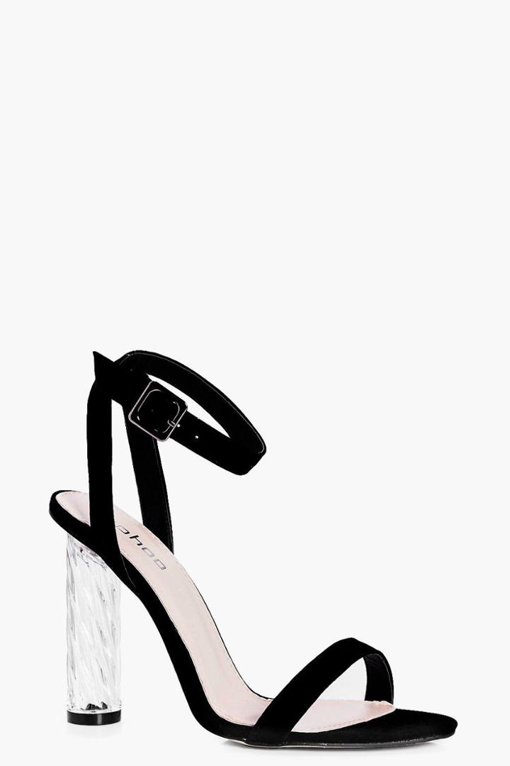 Boohoo Eve Two Part Cylinder Unicorn Clear Heel Black