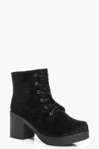 Boohoo Julia Lace Up Chunky Sole Boot Black