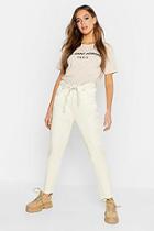 Boohoo High Waisted Tie Waist Rigid Mom Jeans