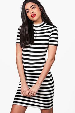 Boohoo Larisa Stripe Long Sleeved Bodycon Dress