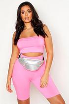 Boohoo Plus Double Zip Metallic Bum Bag