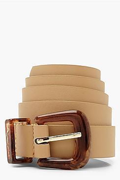 Boohoo Tortoiseshell Resin Buckle Belt