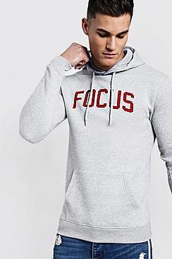 Boohoo Focus Slogan Print Over The Head Regular Hoodie