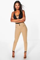Boohoo Sofia 3 Button High Rise Skinny Trousers Mocha