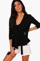 Boohoo Zoe Tie Front Eyelet Detail Jacket