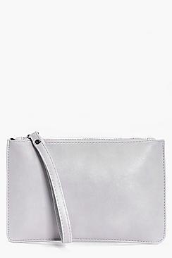 Boohoo Maria Zip Top Handstrap Clutch Bag