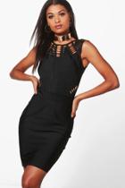 Boohoo Boutique Kiki Gold Trim Bodycon Dress Black