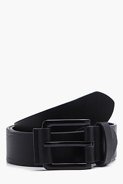 Boohoo Black Pu Belt With Matte Black Buckle