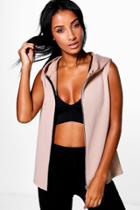 Boohoo Ella Fit Hooded Cut Out Tank Running Sweat Nude