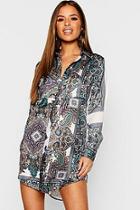 Boohoo Petite Paisley Shirt Dress
