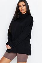 Boohoo Plus Ribbed Roll Neck Sweat Top