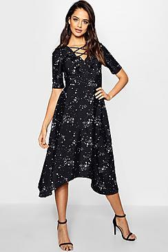 Boohoo Tall Lola Star Cross Front Asymmetric Dress