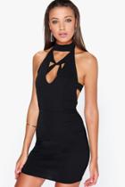 Boohoo Hannah Cross Plunge Mini Dress Black
