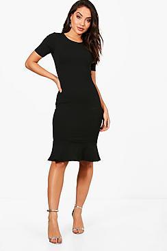 Boohoo Frill Hem Midi Dress