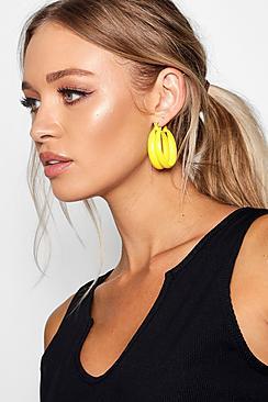 Boohoo Yellow Double Layer Hoop Earrings