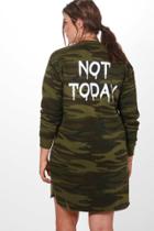 Boohoo Plus Gerogie Printed Back Camo Sweat Dress Multi