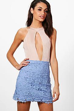 Boohoo Serena Woven Crochet Mini Skirt