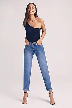 Boohoo Tall Turn Up Cuff Mom Jean