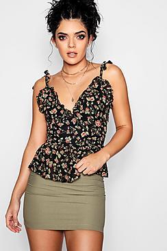 Boohoo Isabella Floral Ruffle V Back Cami