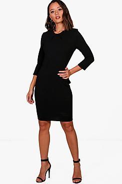 Boohoo Polly Pleat Front Midi Dress