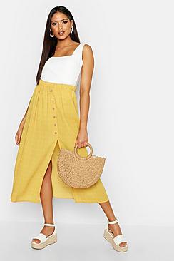 Boohoo Tall Button Front Midi Skirt