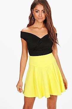 Boohoo Maisy High Waist Fit & Flare Mini Skirt
