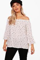 Boohoo Olivia Star Woven Off The Shoulder Top