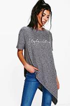 Boohoo Eloise Asymmetric Hem Slogan Tee