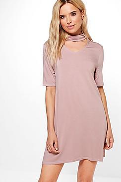 Boohoo Gale Choker Sweat Shift Dress