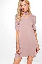 Boohoo Gale Choker Sweat Shift Dress