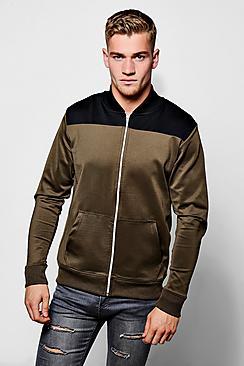 Boohoo Polytricot Colour Block Bomber
