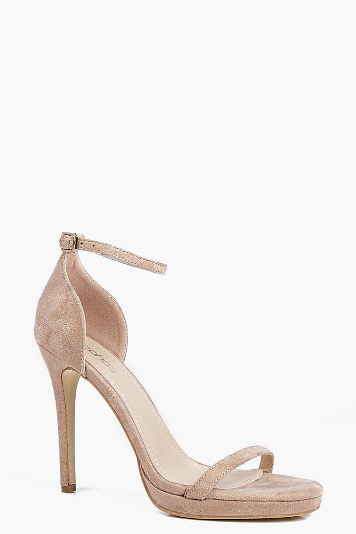 Boohoo Elizabeth Single Platform Two Part Heels Stone