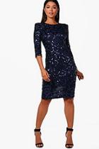 Boohoo Boutique Amy Sequin And Mesh Midi Dress