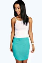 Boohoo Heather Block Colour Curve Hem Mini Skirt Jade