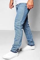 Boohoo Mid Blue Slim Fit Panelled Denim Jeans
