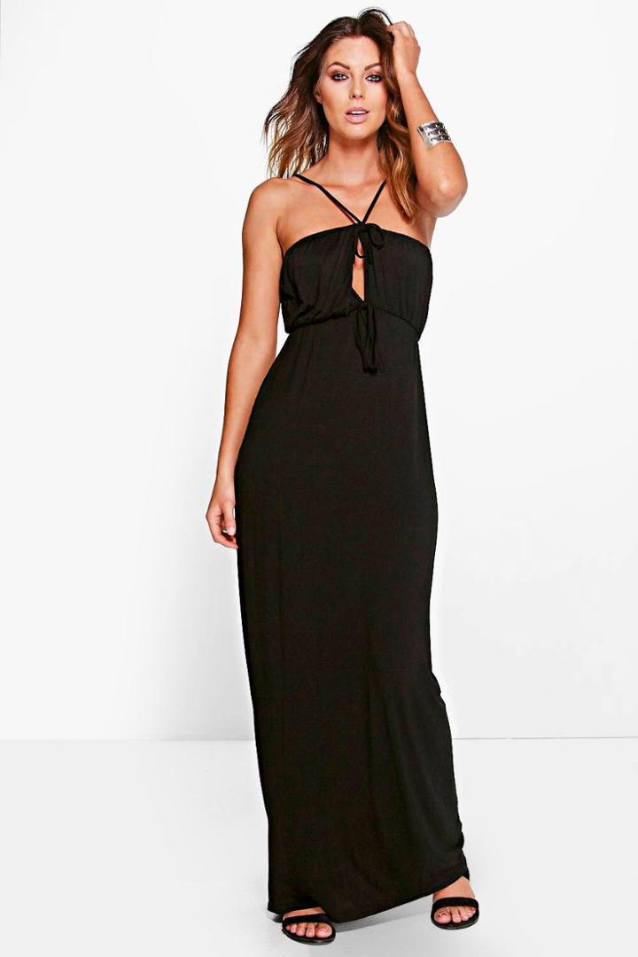 Boohoo Kellie Strappy Keyhole Maxi Dress Black