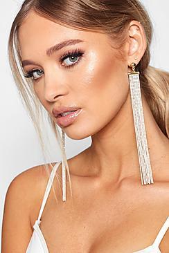 Boohoo Extra Long Glitter Bead Statement Earrings
